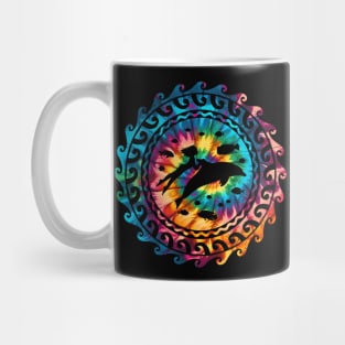 Dolphin and freediver Rainbow Tie Dye Mug